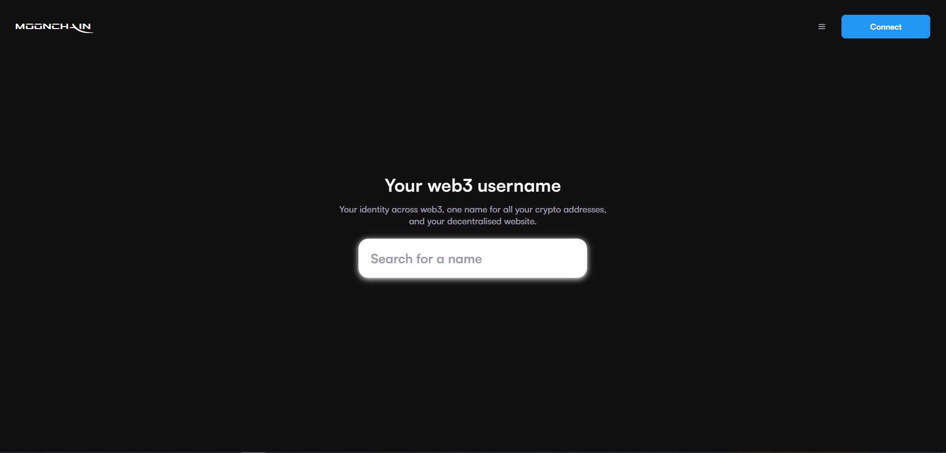 Moonchain Name Service Landing Page